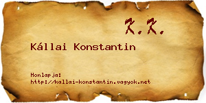 Kállai Konstantin névjegykártya